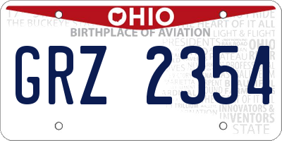 OH license plate GRZ2354