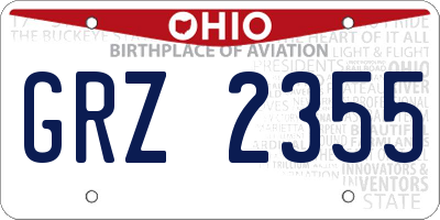 OH license plate GRZ2355