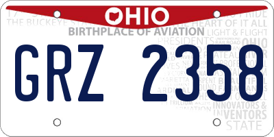 OH license plate GRZ2358