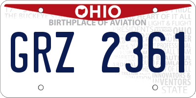 OH license plate GRZ2361