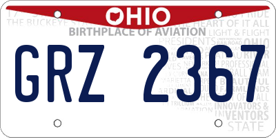 OH license plate GRZ2367