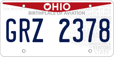 OH license plate GRZ2378