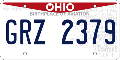 OH license plate GRZ2379