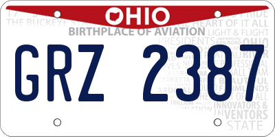 OH license plate GRZ2387