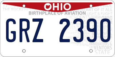 OH license plate GRZ2390