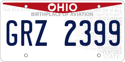 OH license plate GRZ2399