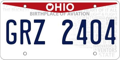 OH license plate GRZ2404