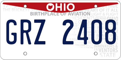 OH license plate GRZ2408