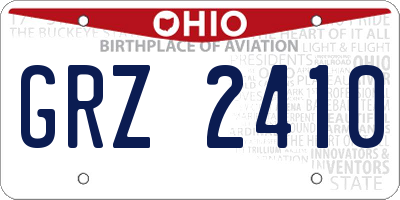 OH license plate GRZ2410