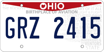 OH license plate GRZ2415