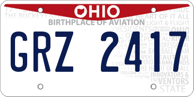 OH license plate GRZ2417