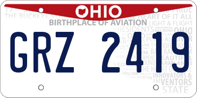 OH license plate GRZ2419