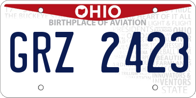 OH license plate GRZ2423