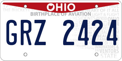OH license plate GRZ2424