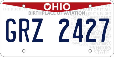 OH license plate GRZ2427