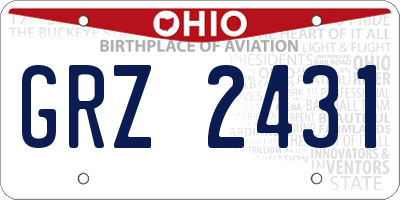 OH license plate GRZ2431