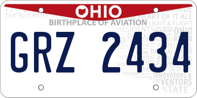 OH license plate GRZ2434