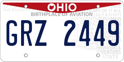 OH license plate GRZ2449