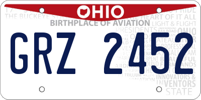 OH license plate GRZ2452