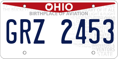 OH license plate GRZ2453