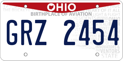 OH license plate GRZ2454