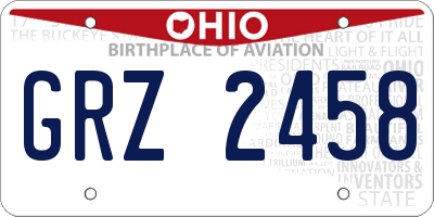 OH license plate GRZ2458