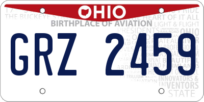 OH license plate GRZ2459