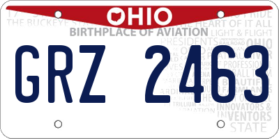 OH license plate GRZ2463