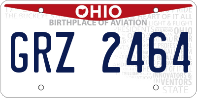 OH license plate GRZ2464