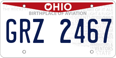 OH license plate GRZ2467