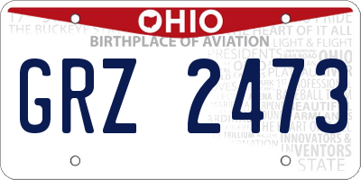 OH license plate GRZ2473