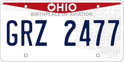 OH license plate GRZ2477