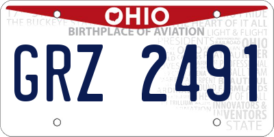 OH license plate GRZ2491