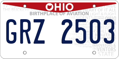 OH license plate GRZ2503