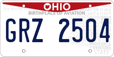 OH license plate GRZ2504