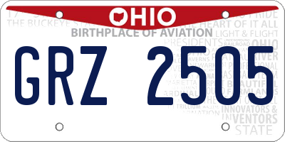 OH license plate GRZ2505
