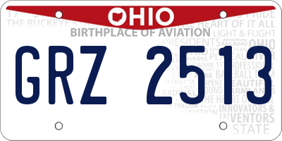 OH license plate GRZ2513