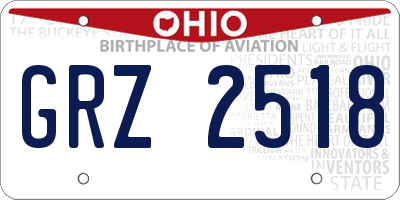 OH license plate GRZ2518