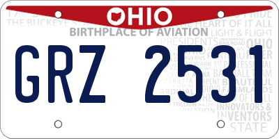 OH license plate GRZ2531