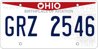 OH license plate GRZ2546