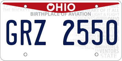 OH license plate GRZ2550