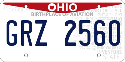 OH license plate GRZ2560