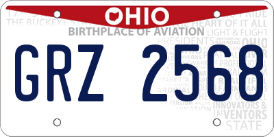 OH license plate GRZ2568