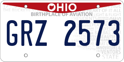 OH license plate GRZ2573