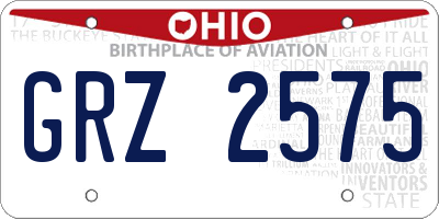 OH license plate GRZ2575