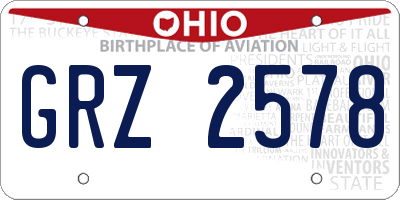 OH license plate GRZ2578