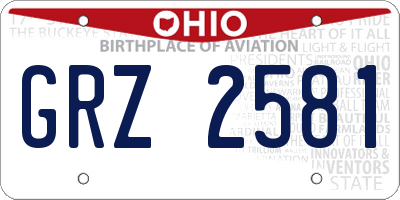 OH license plate GRZ2581