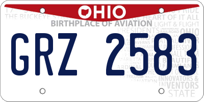OH license plate GRZ2583