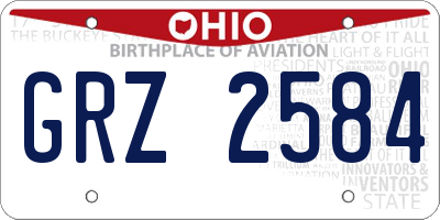 OH license plate GRZ2584