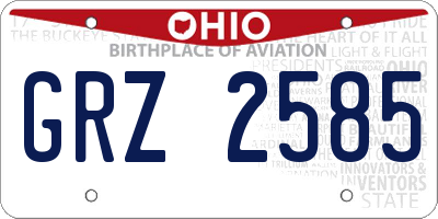 OH license plate GRZ2585